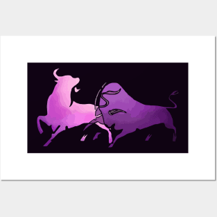 Taurean Bulls Animal Art Lilac Cut Out Posters and Art